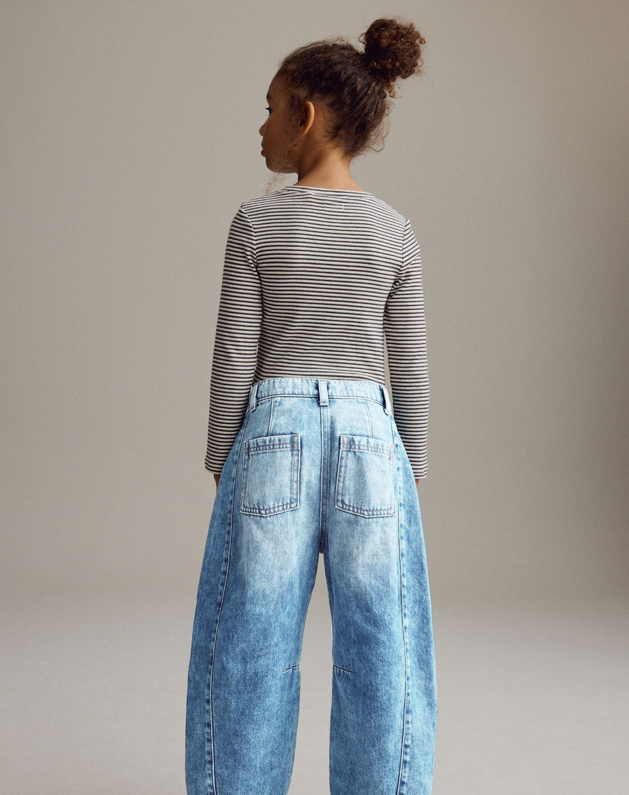 Mid Blue Denim Volume Barrel Jeans