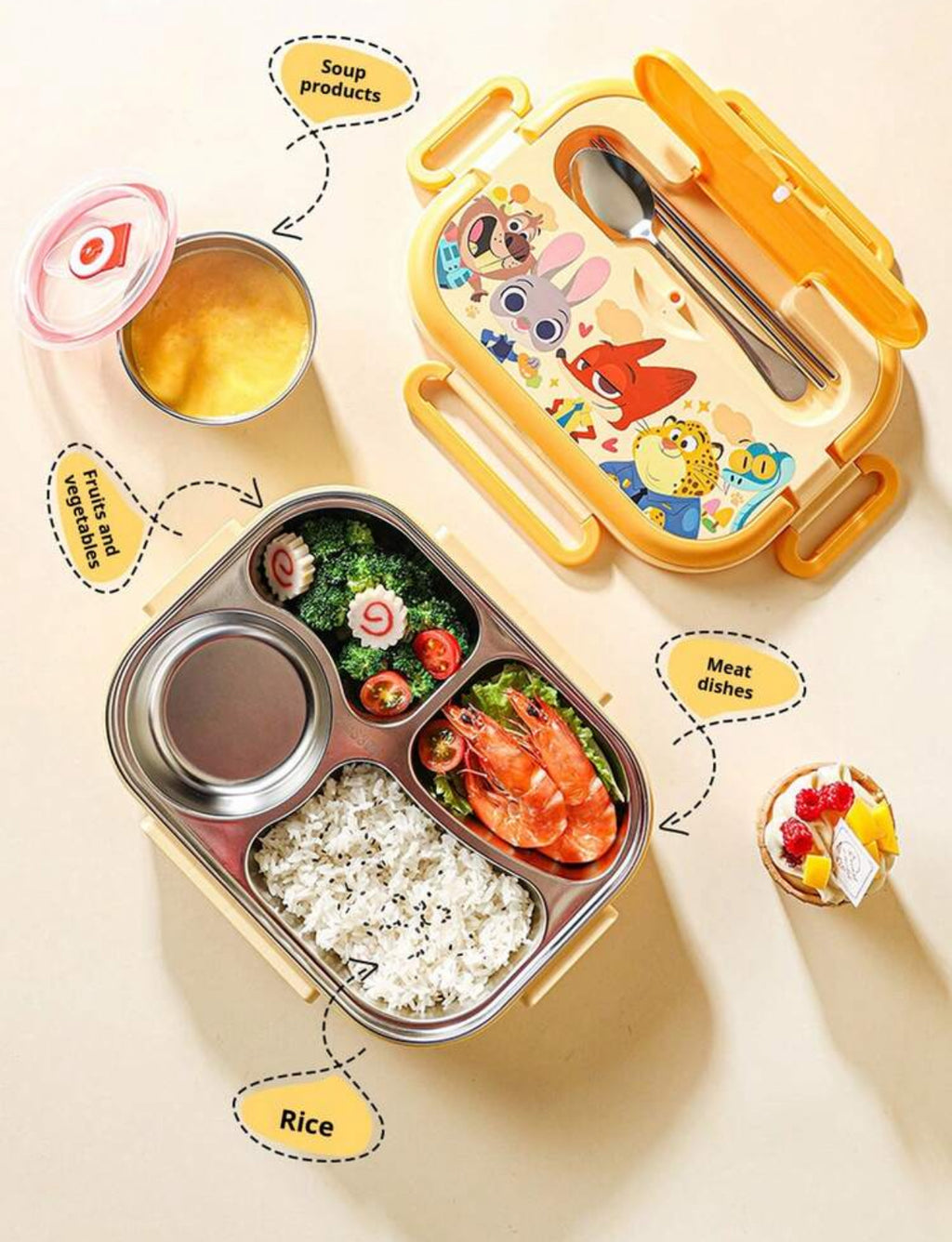 Disney Zootopia Pattern Layered Stainless Steel Insulated Lunch Box
