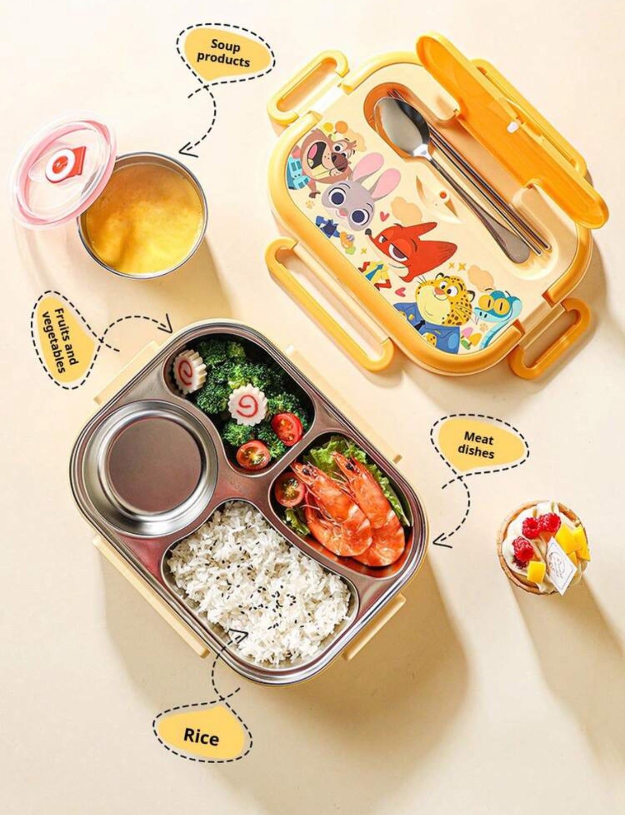 Disney Zootopia Pattern Layered Stainless Steel Insulated Lunch Box