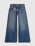 River Island Blue Wide Fit Jeans With Boy Keychain