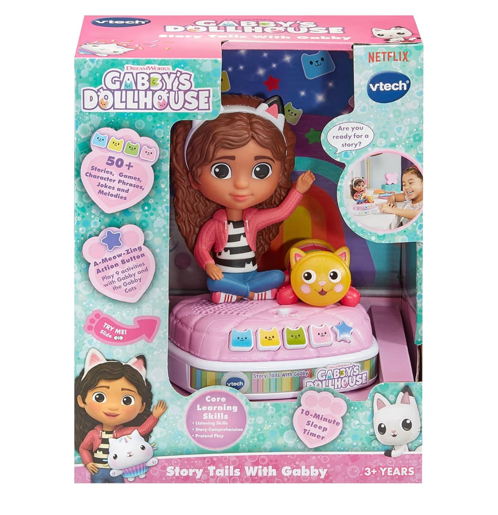 Gabby's Dollhouse Story Tails With Gabby, Official Gabby's Dollhouse Toy with 4 Stories, Music and Sounds, Night Light and Timer