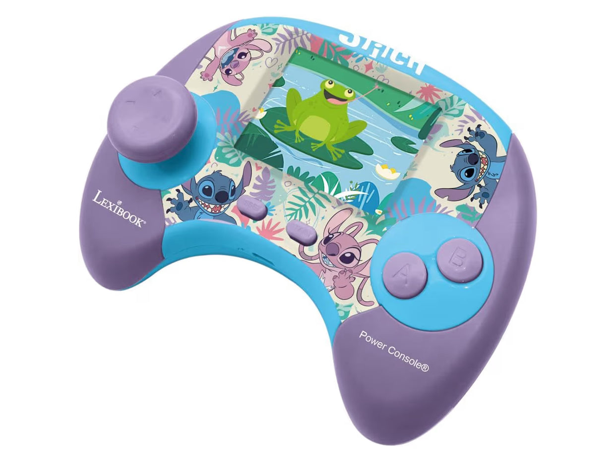 LEXIBOOK, Disney Stitch Power Console® - Educational bilingual game console with 100 activities in English/French