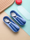 2pcs Stainless Steel Spoon And Fork Set With Case (immediate)