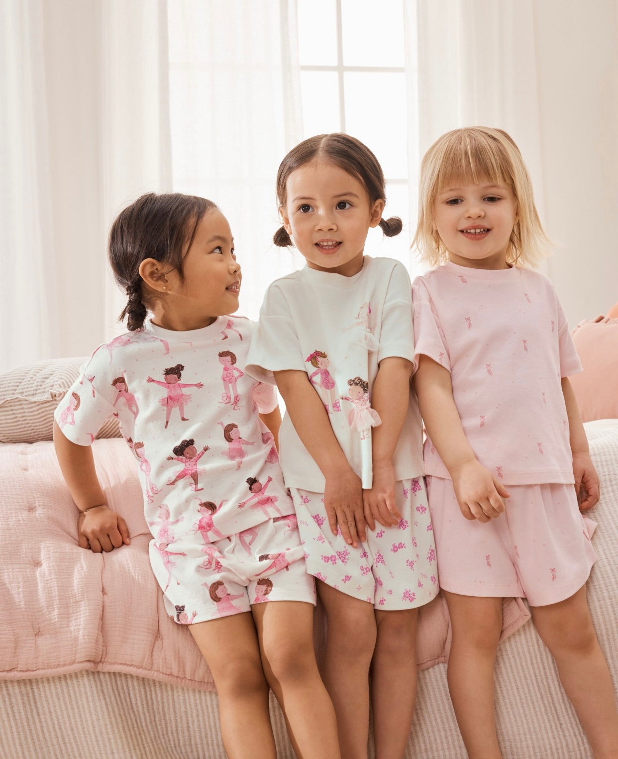 Pink /Cream Ballerina Short Pyjamas 3
Pack