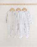 Grey Elephant Baby Sleepsuits 3 Pack