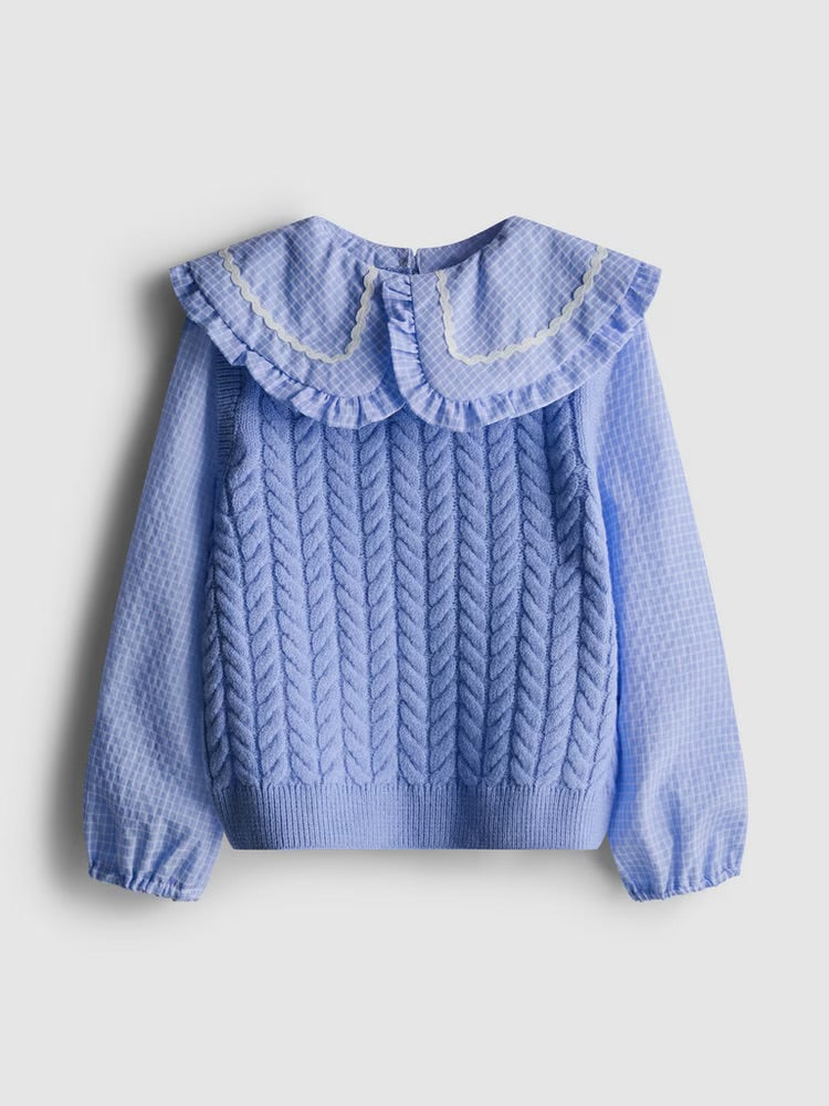 2-in-1 Collared Blouse Vest