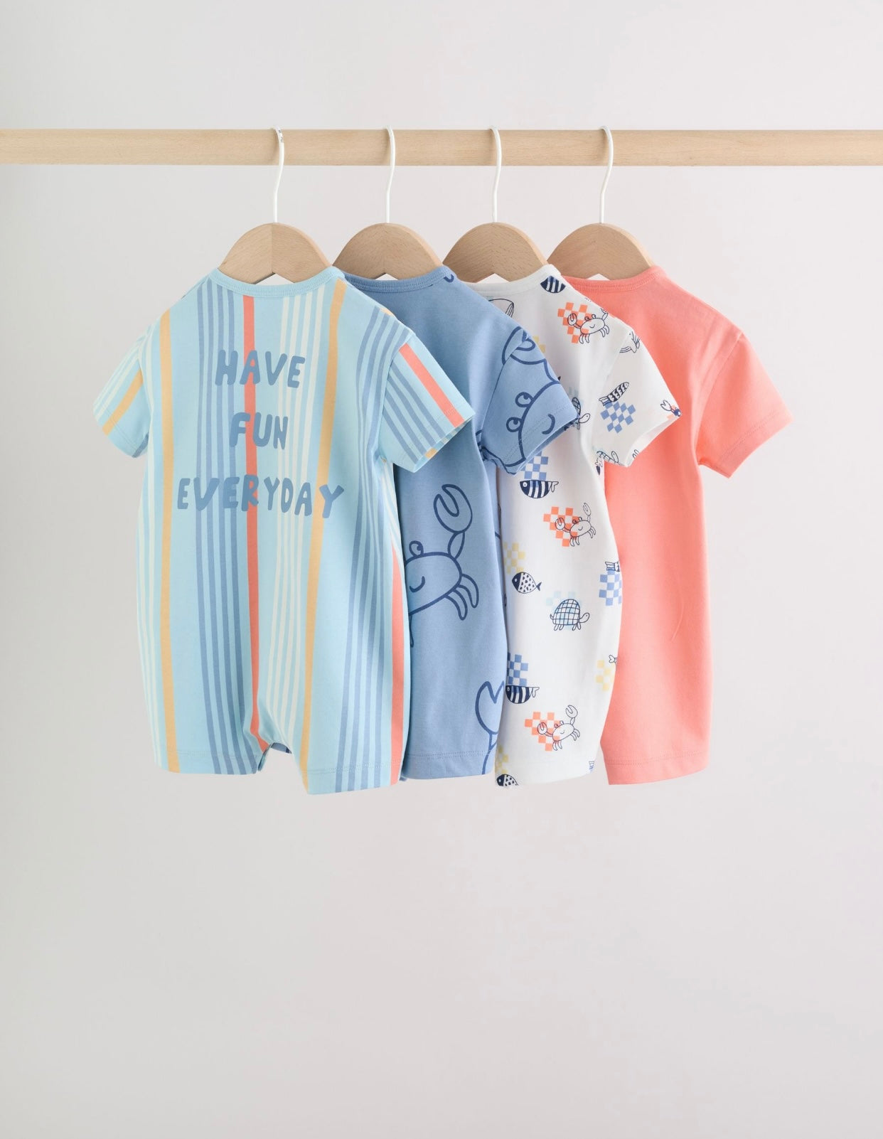 Coastal Crab Print Jersey Baby Rompers
