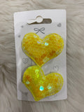 2pcs yellow heart hair clip