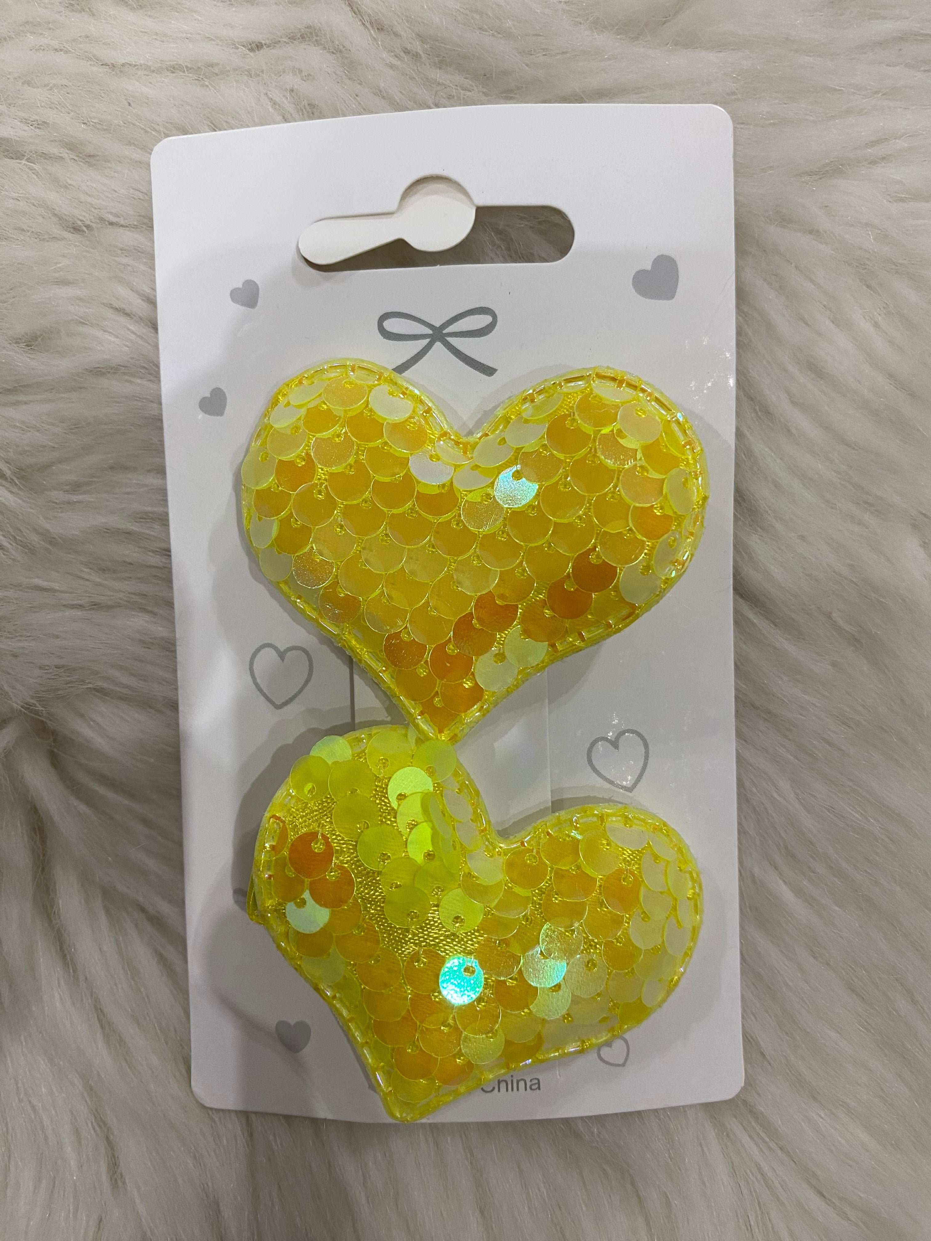 2pcs yellow heart hair clip