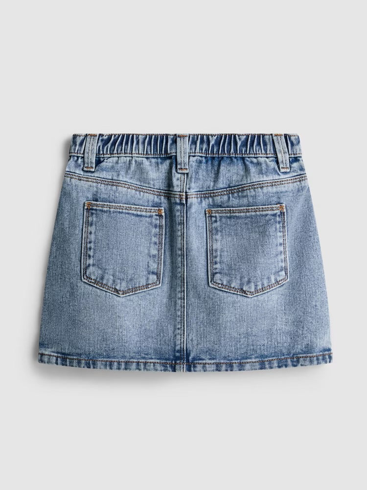 Popper Denim Skirt