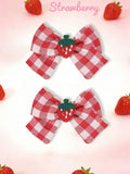 2PCS Strawberry Hair Bows Clips