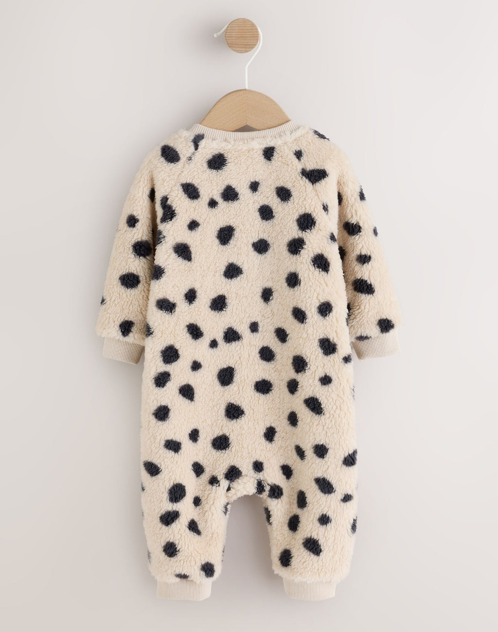 Black/White Dalmation Fleece Two Way Zip Baby Sleepsuit