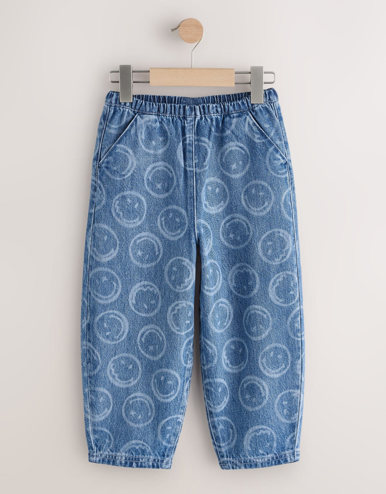 Mid Blue SmileyWorld® Pullon Barrel Jeans