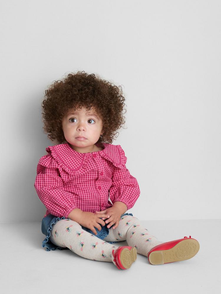 Collared Blouse and Ruffle Shorts Set (immediate)