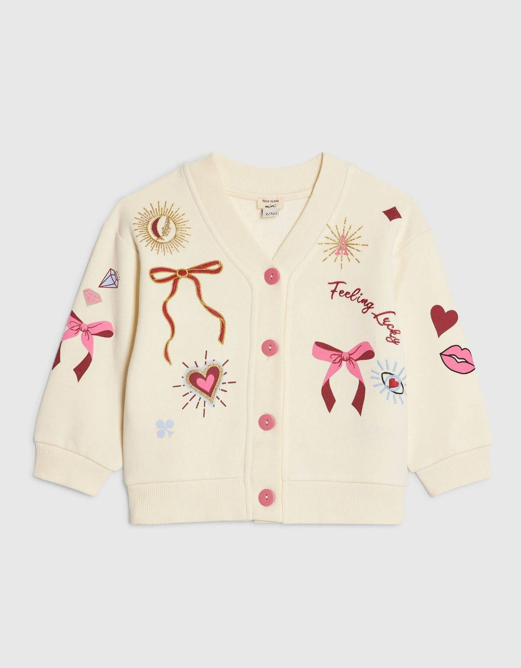 River Island Cream Iconic Embroidered Cardigan