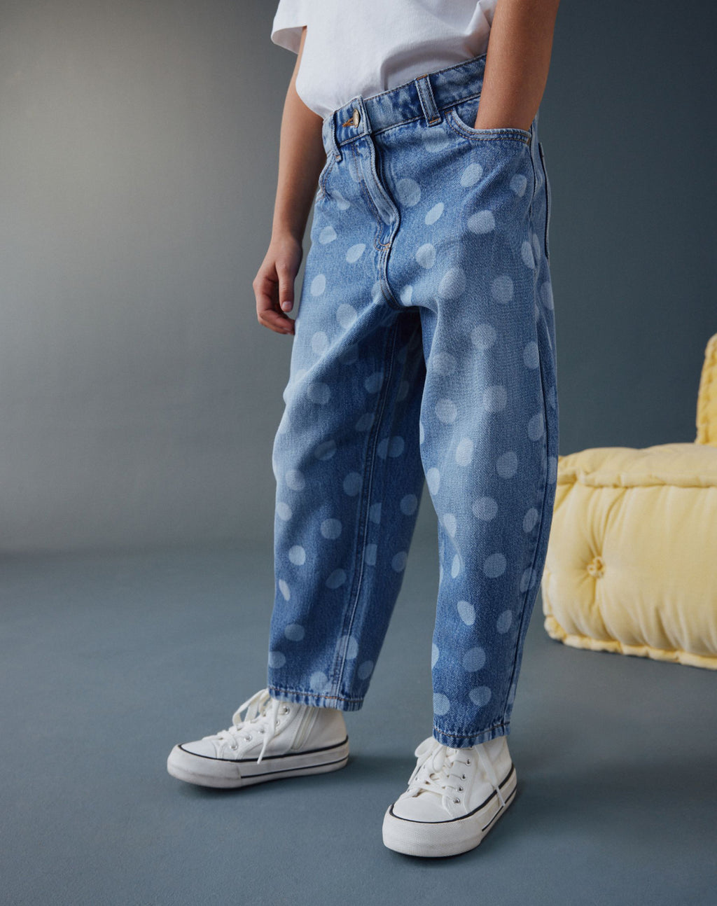 Lightwash Polka Dot Barrel Jeans