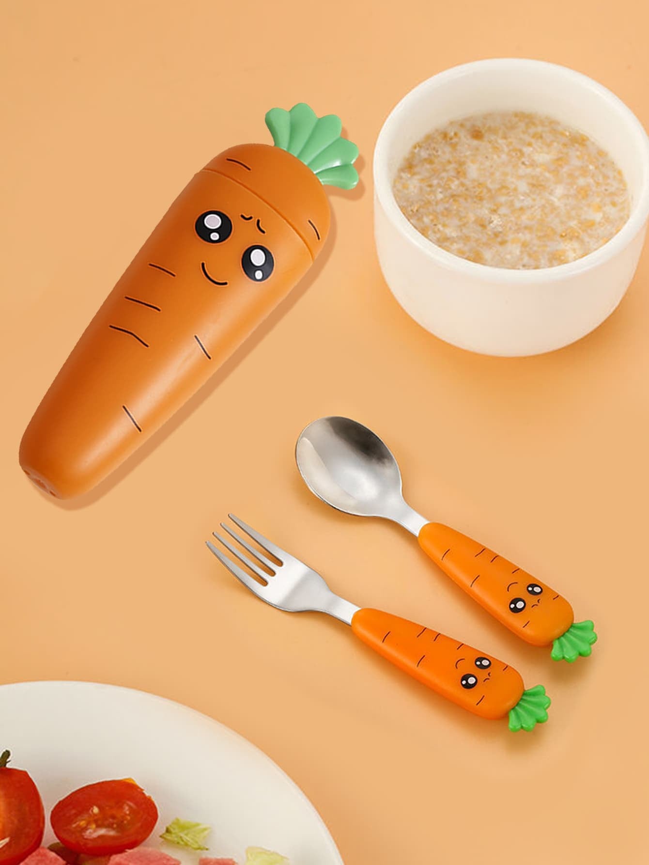 Carrot Flatware Set 1pc Fork & 1pc Spoon & 1pc Box