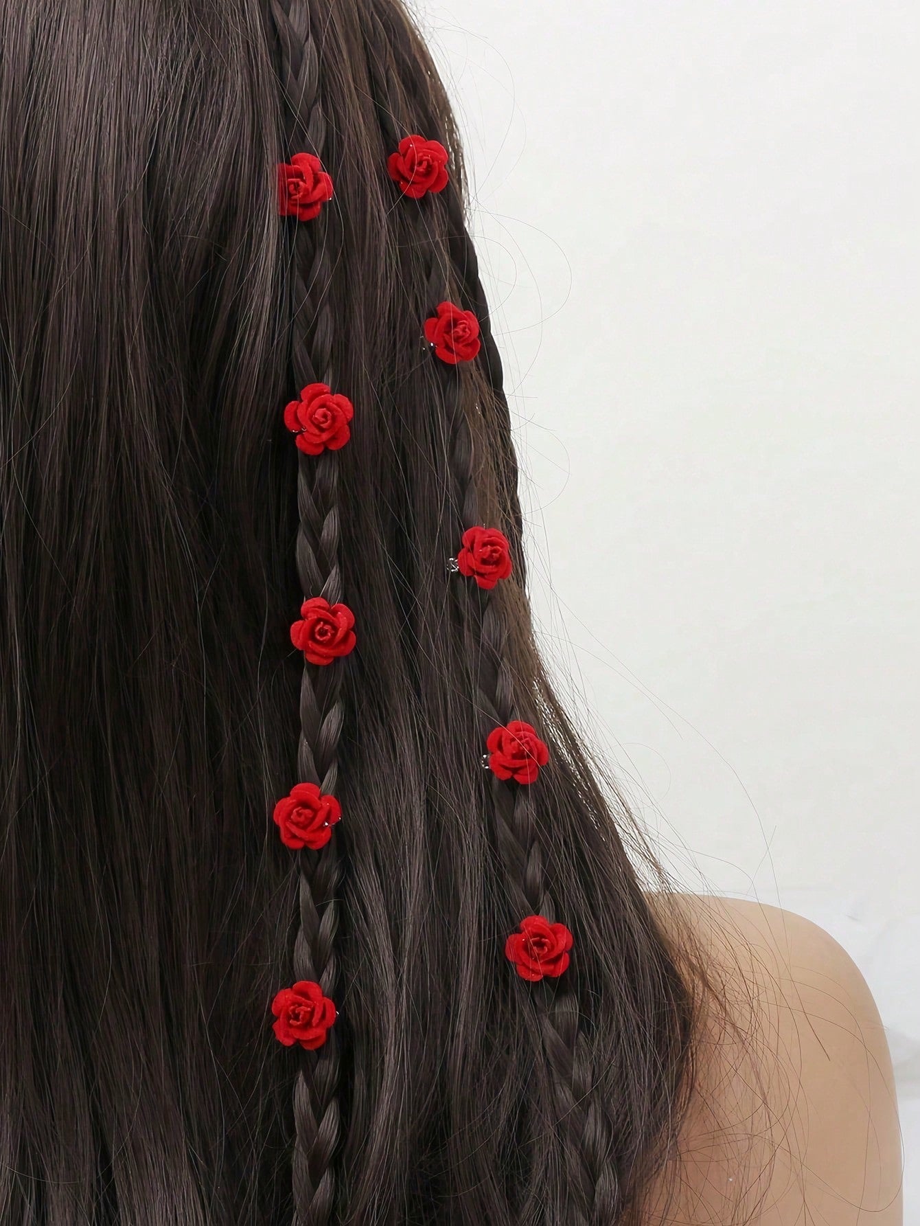 6pcs Red Flower Hair Clips