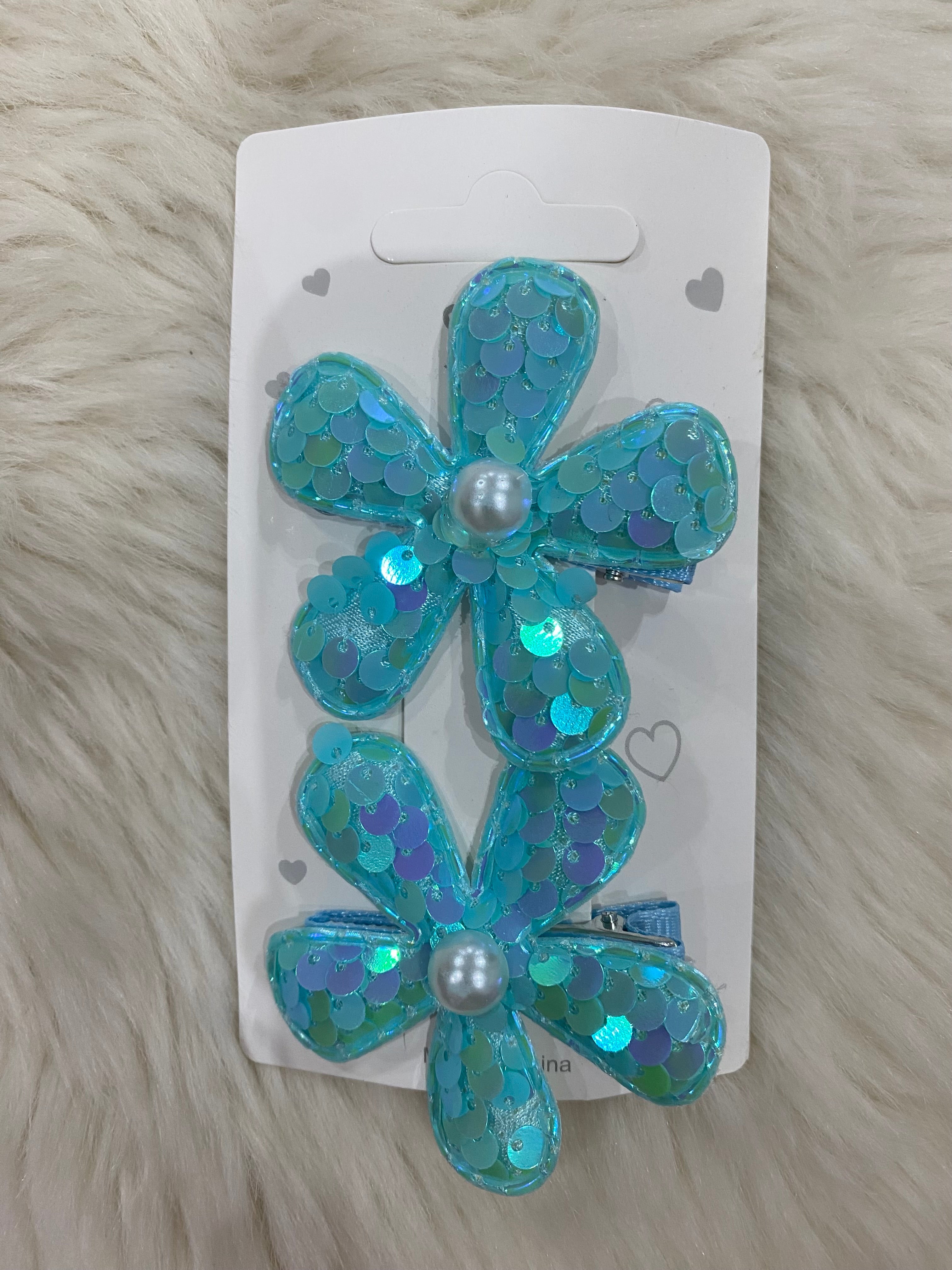 2pcs blue flower hair clip