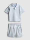 A striped shirt and shorts clothing co-ord