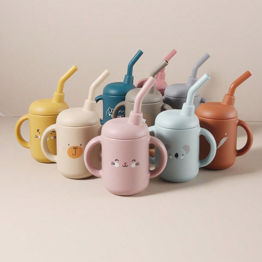 120ml Baby Silicone Drinking Cup, Anti-Drop Straw Training Cup For Toddlers (immediate)