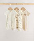 Neutral Hamish Highland Cow Jersey Baby Rompers 3 Pack