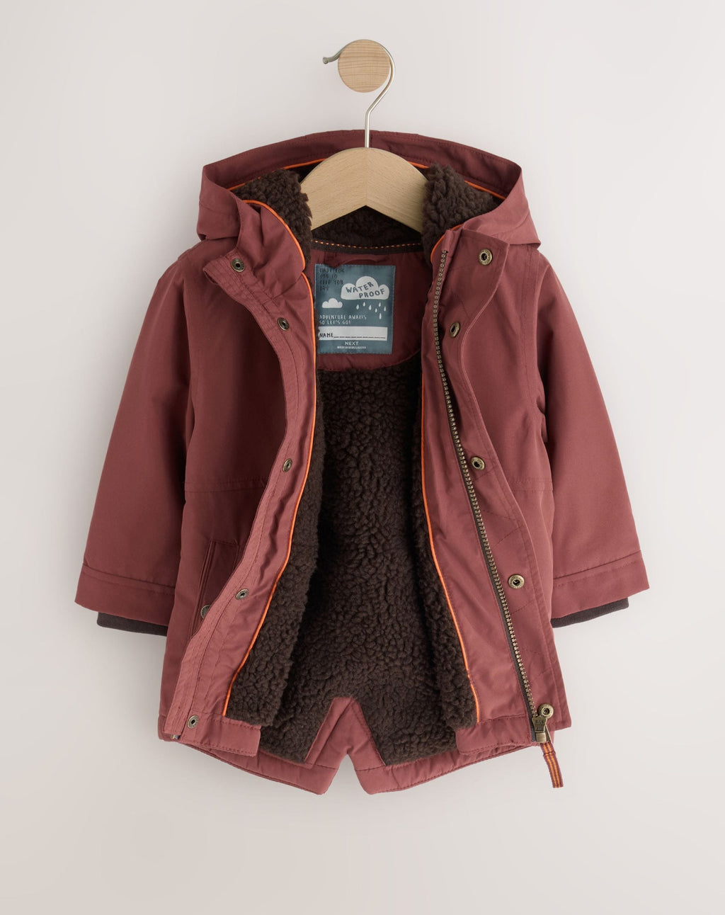 Rust Brown Waterproof Borg Lined Parka