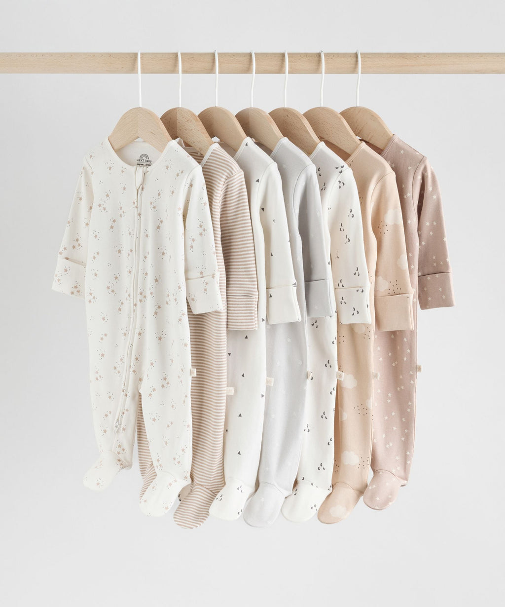 Neutral 7 Pack Two Way Zip Baby
Sleepsuits