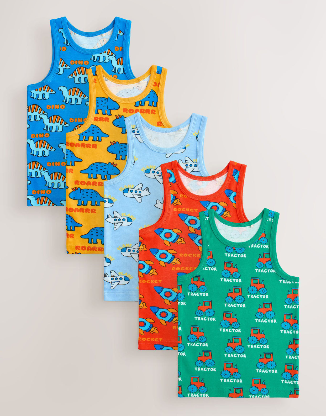 Multi Character Cotton Vests 5 Pack
