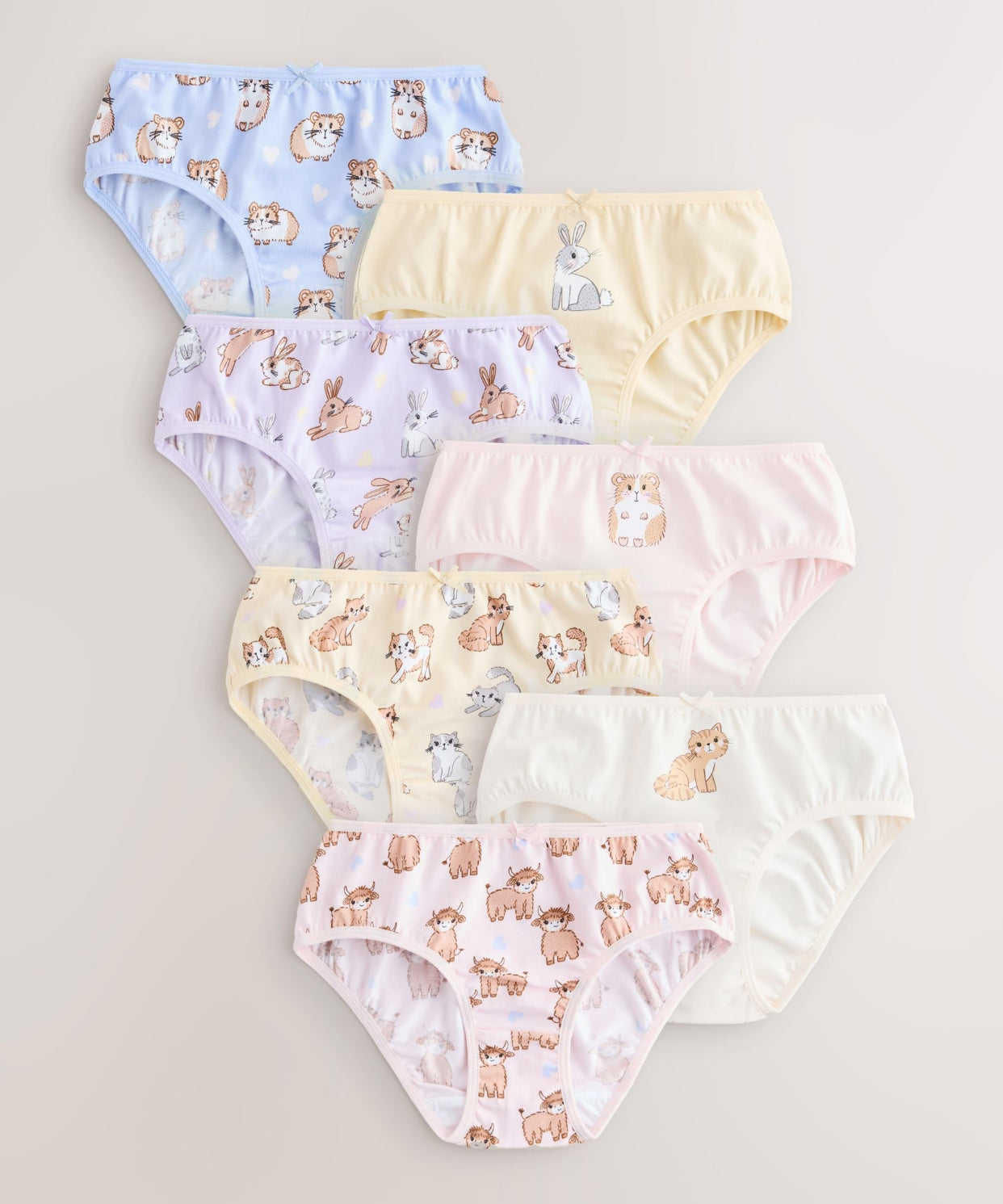 Pink/Yellow Animals Briefs 7 Pack