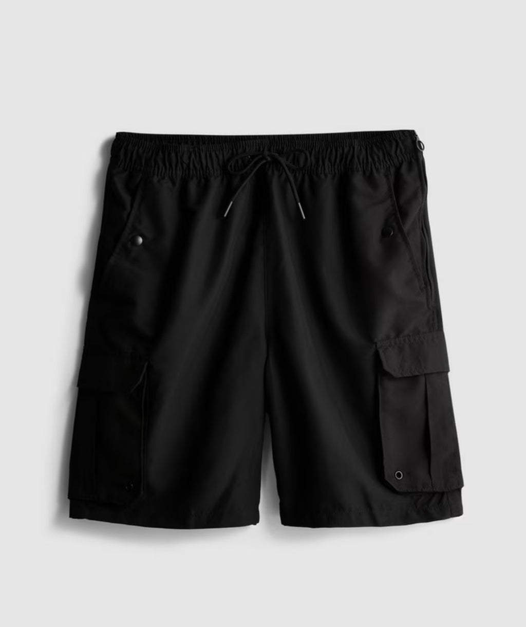 Adaptive swim shorts with elasticated waist, cargo pocket and easy zip opening