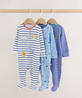Blue Safari Baby Sleepsuits 3 Pack