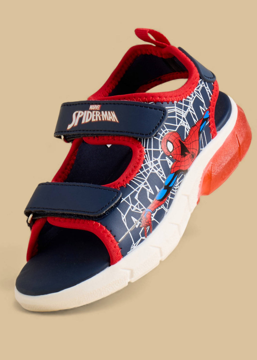 Spider-Man Print Sandals with Hook and Loop Closure