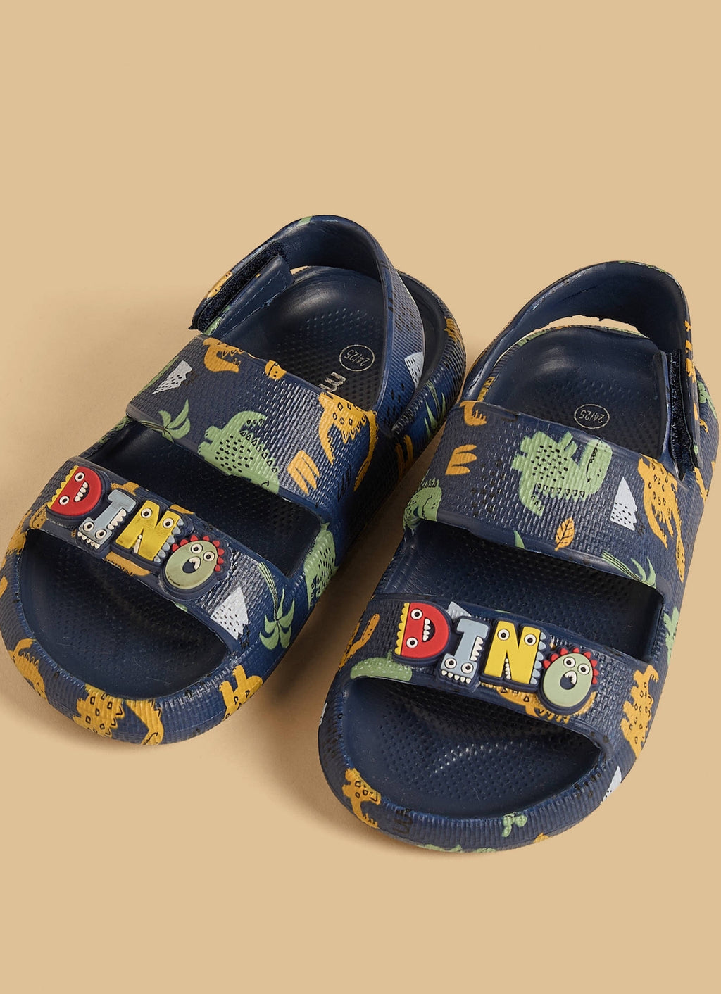 Dinosaur Print Sandals with Hook and Loop Closure
