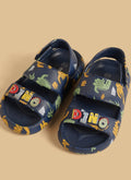 Dinosaur Print Sandals with Hook and Loop Closure