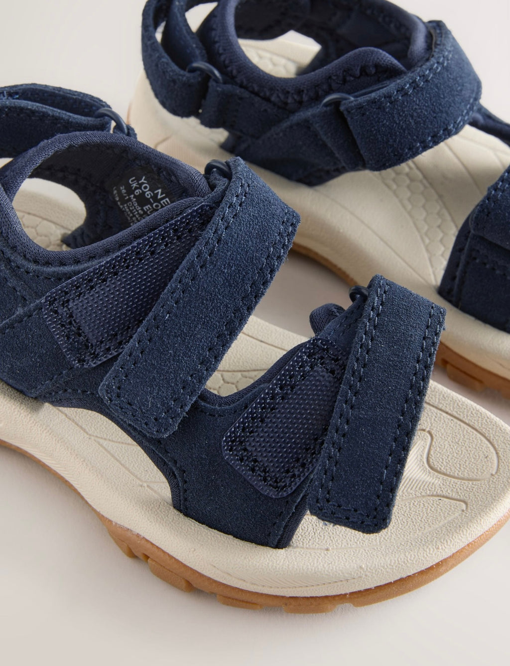 Navy Leather Touch Fastening Trekker Sandals