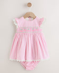 Pink Stripe Woven Baby Dress and Knickers Set 2 Piece