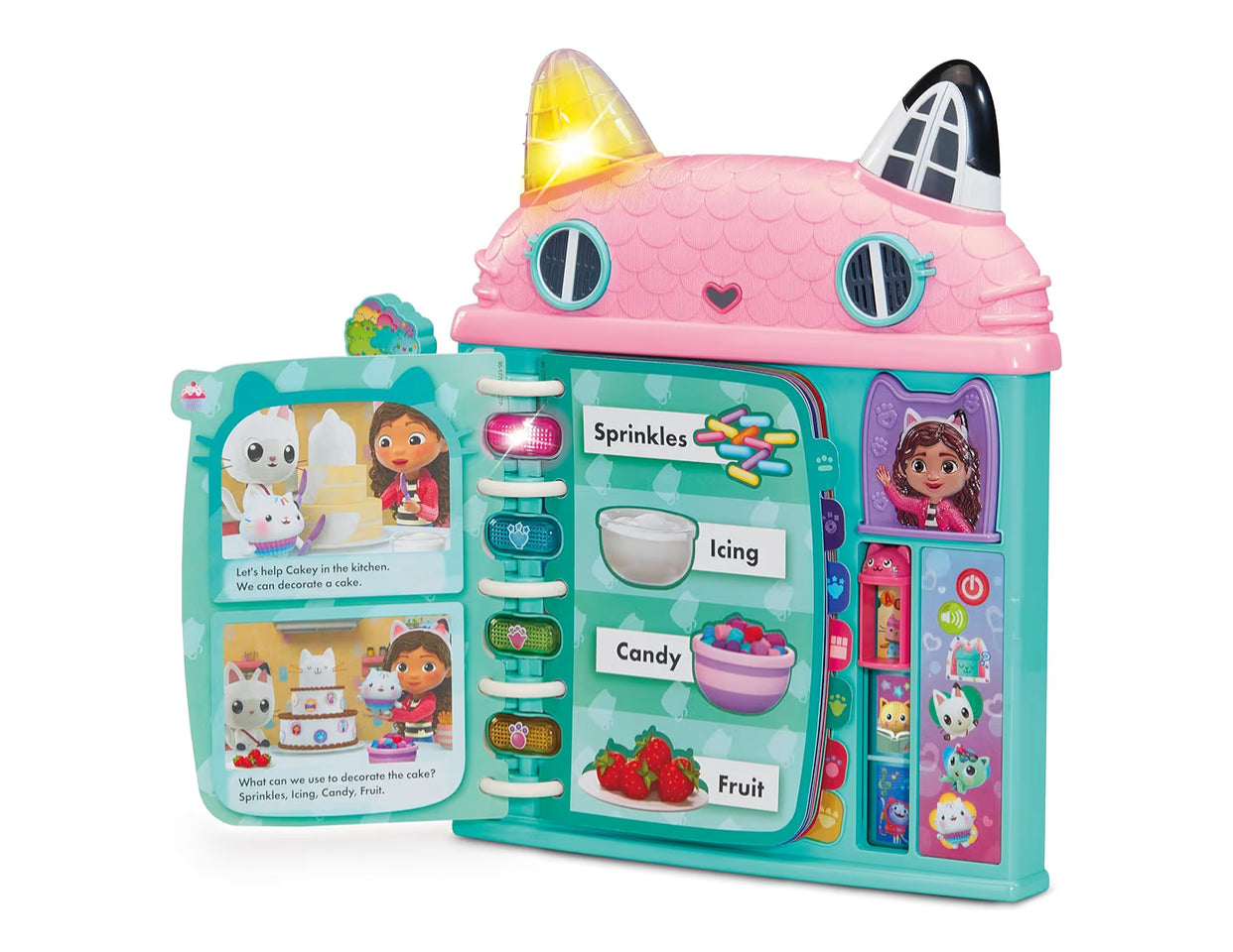 Gabby's Dollhouse: Cat-a-Vator Discovery Book, Official Character Toy, 4 Light Up Buttons, Activity Toy, Learn Words, Includes Phrases from Show
