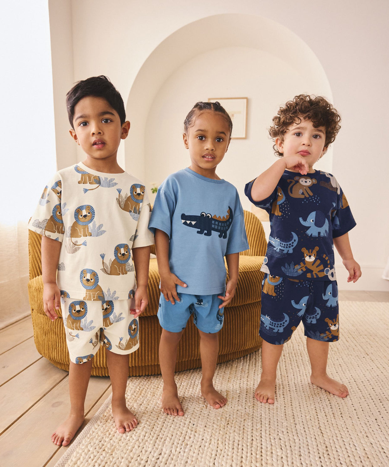 Blue/Ecru Safari Animal Short Pyjamas £22 - £28
3 Pack