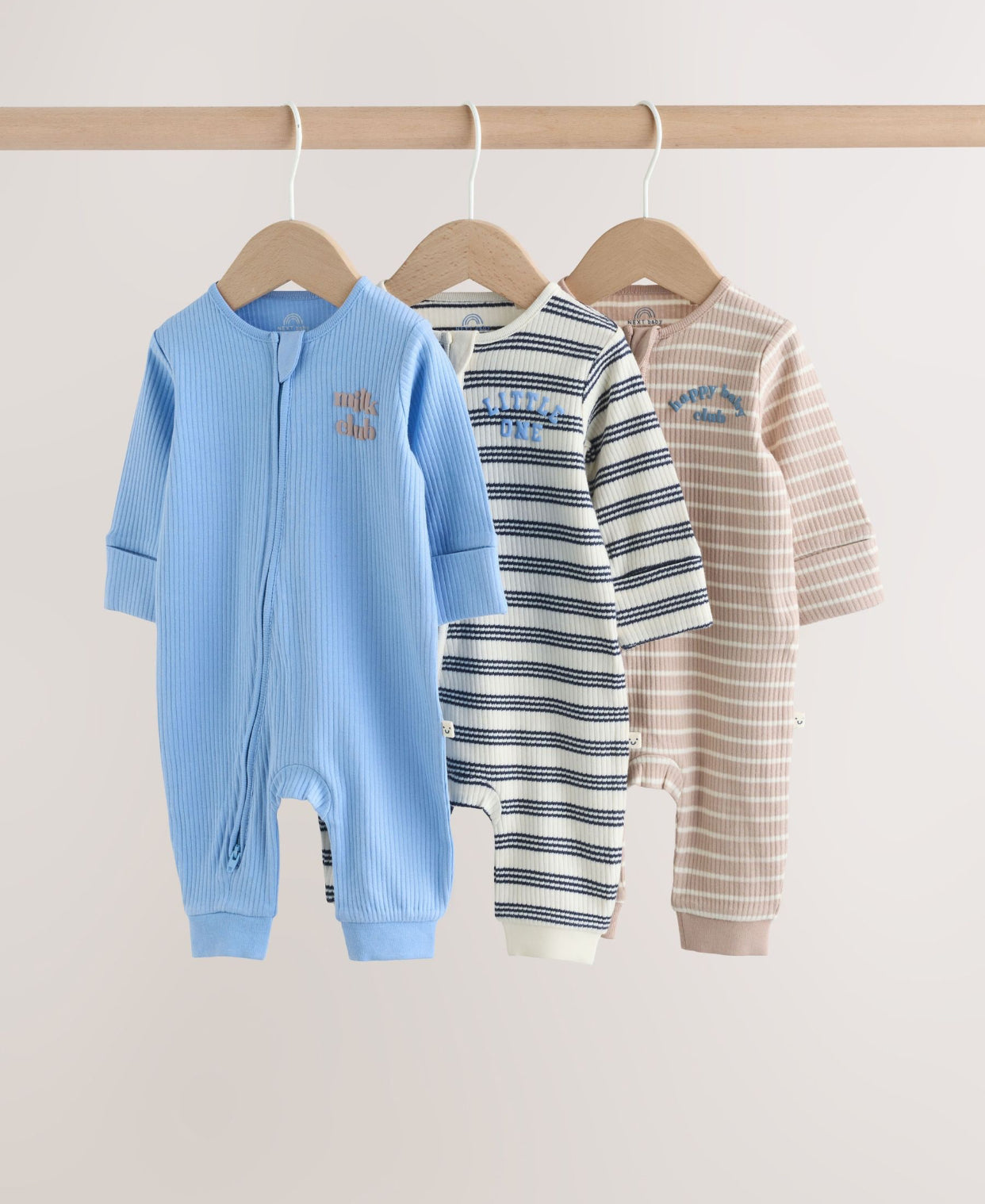 Blue Stripe Two Way Zip Baby Sleepsuits