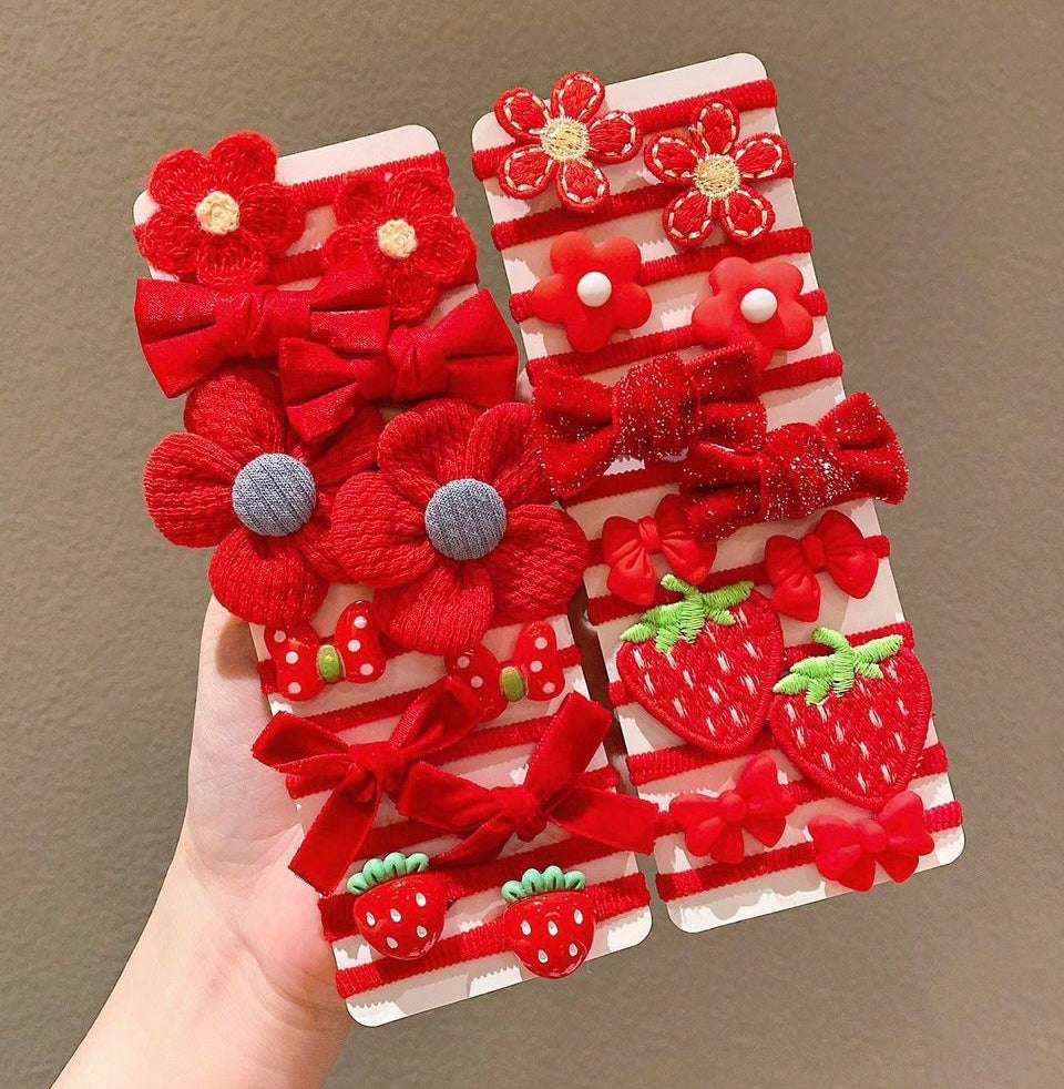 Girls Strawberry Flower Hair Scrunchies