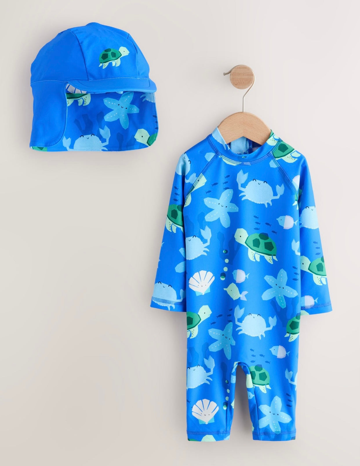 Blue Sunsafe Swimsuit and Hat Set