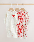 Red Heart Two Way Zip Baby Sleepsuits 3 Pack