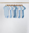 Blue 10 Pack Plain Baby Bodysuits
