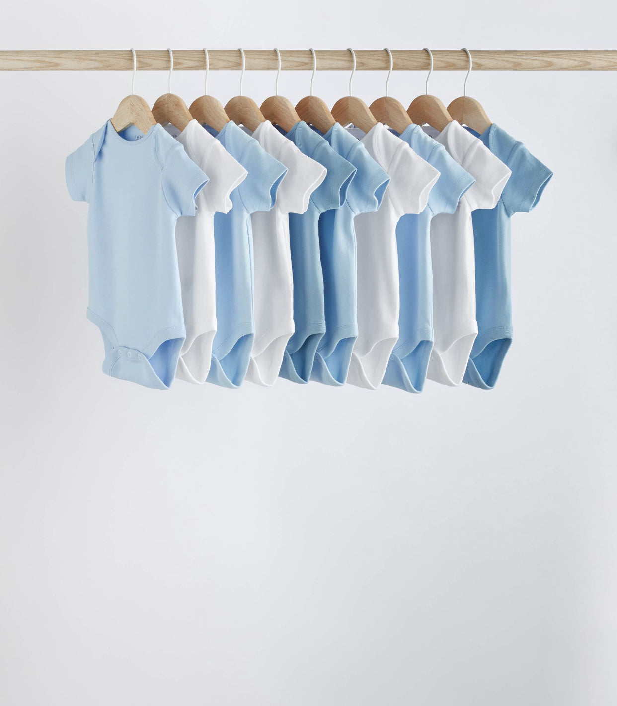 Blue 10 Pack Plain Baby Bodysuits