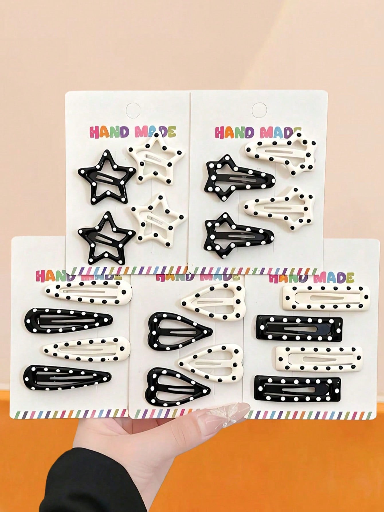12pcs Random Polka Dot Hair Clips Set