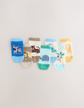 Muted Blue/Tan Safari Cotton Rich Trainer Socks 7 Pack