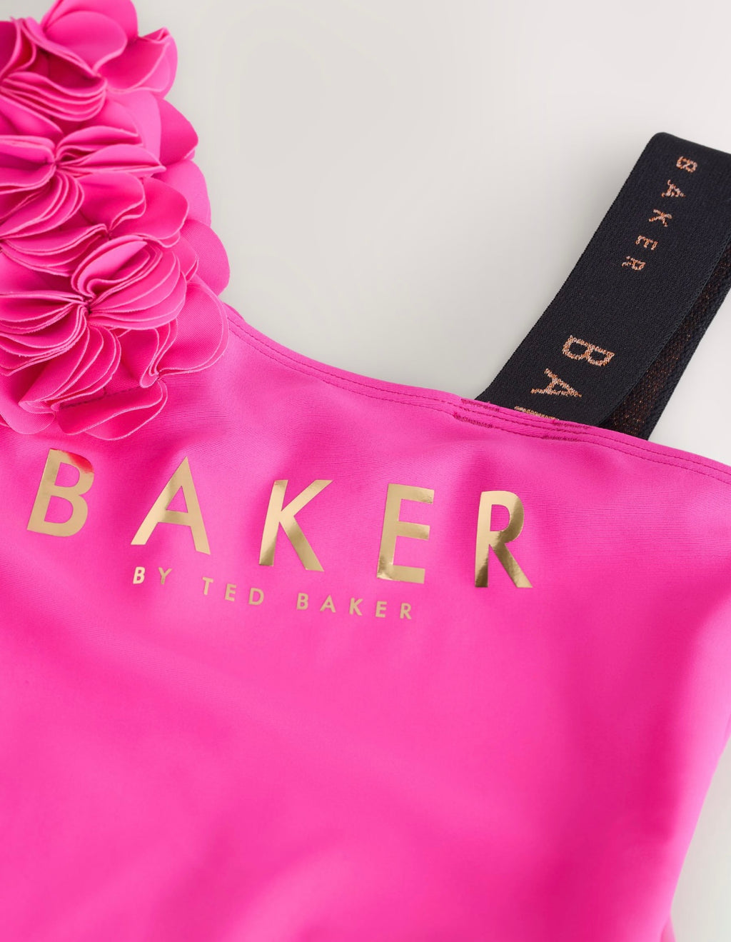 Baker by Ted Baker Fuchsia Pink 3D Floral One Shoulder Swimsuit