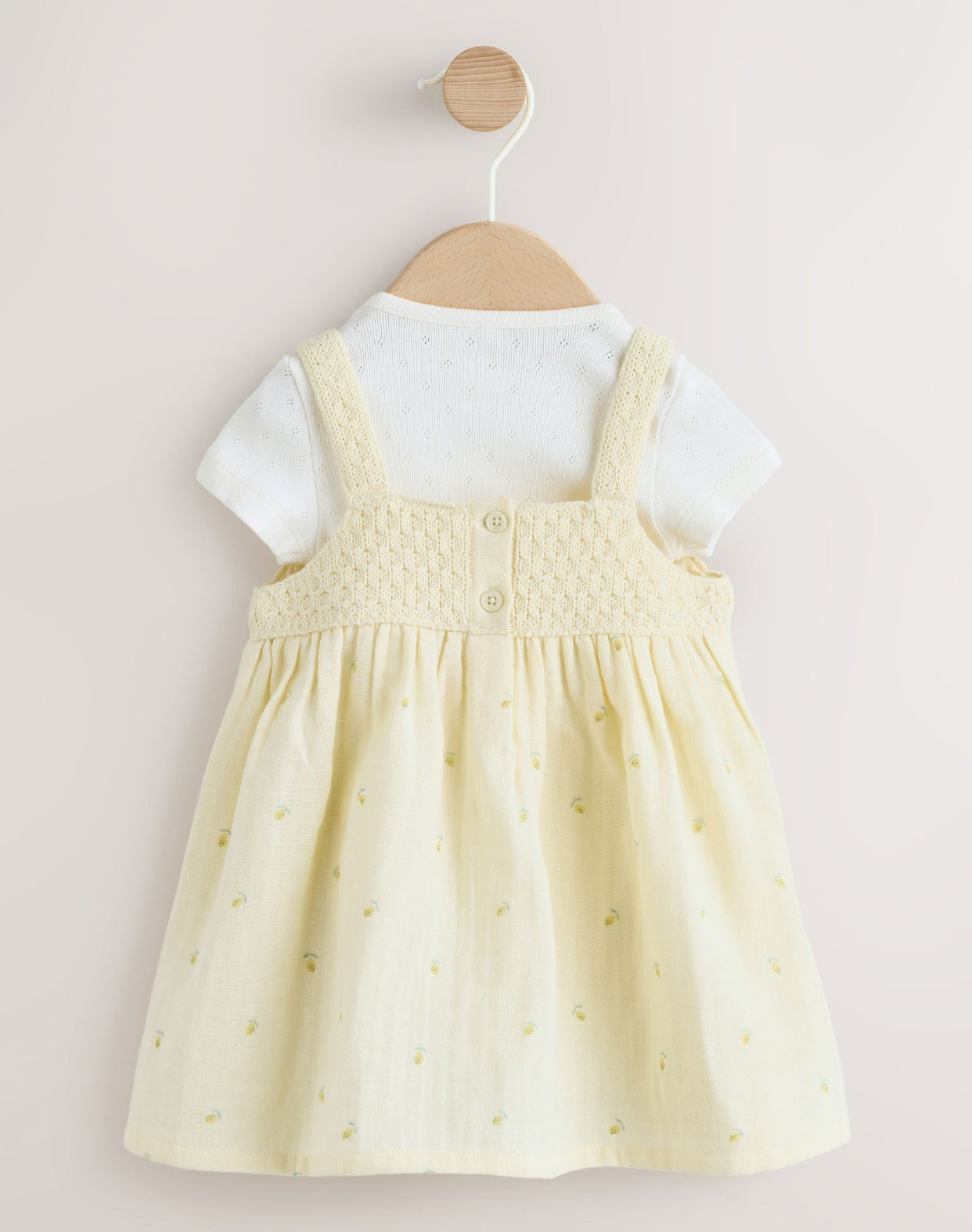 Yellow Lemon Crochet Pinafore And Bodysuit 2 Piece Set