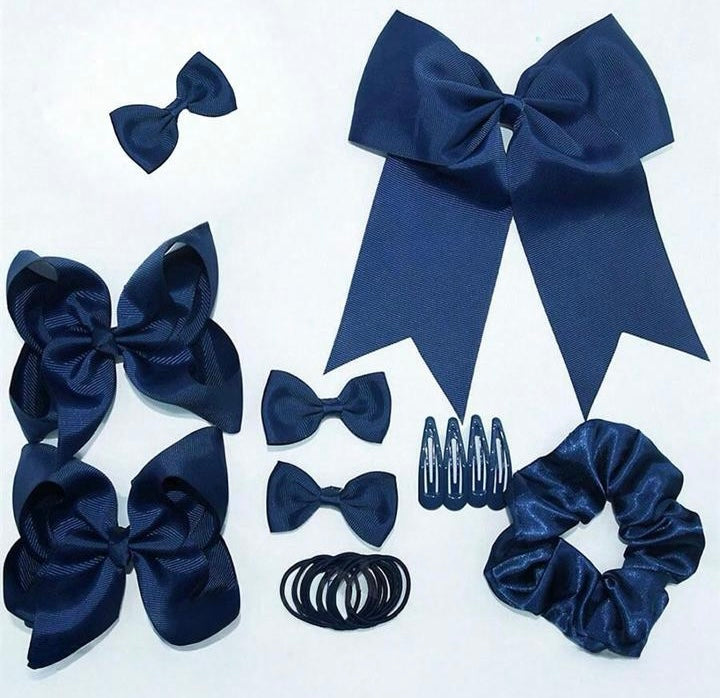 Navy blue school hair accessorie set